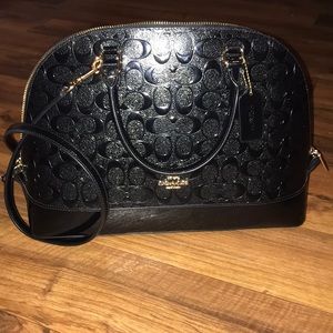 Coach Signature Debossed Black Patent Leather